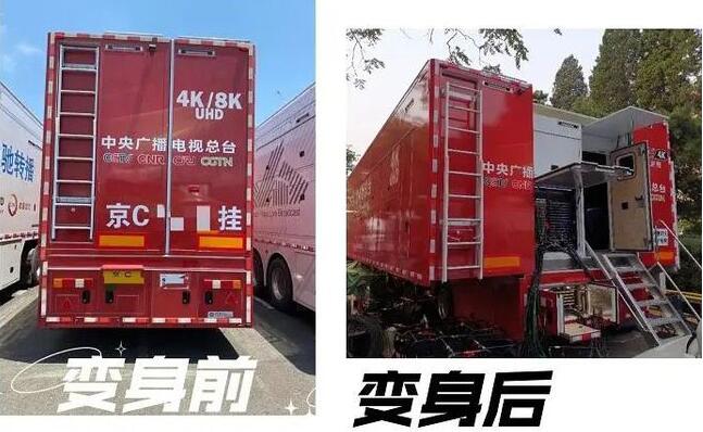 热搜第一的总台转播车“中国红”开工了